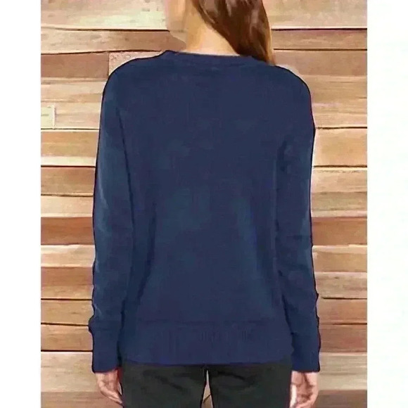Banana Republic Cable Knit Cropped Side Zip Sweater Blue Size XS - Picture 4 of 10